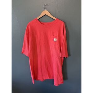 Carhartt Mens Red Short Sleeve Pocket T-shirt Size 3XL Loose Fit